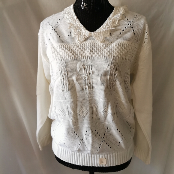 Vintage 80's Grace Cream Sweater Size Small - Picture 1 of 8
